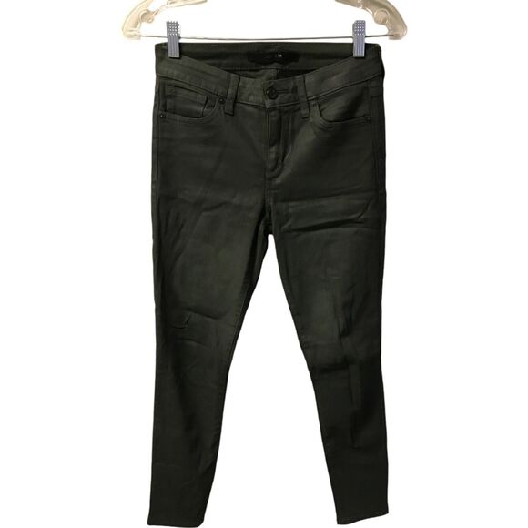Joe's Womens 25 Coated Dark Green Ankle Jeans Denim Skinny Dark Wash Solid - Picture 1 of 12